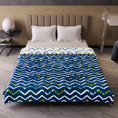 Dark Blue Abstract Print Soft Touch Microfiber Double Bed Dohar