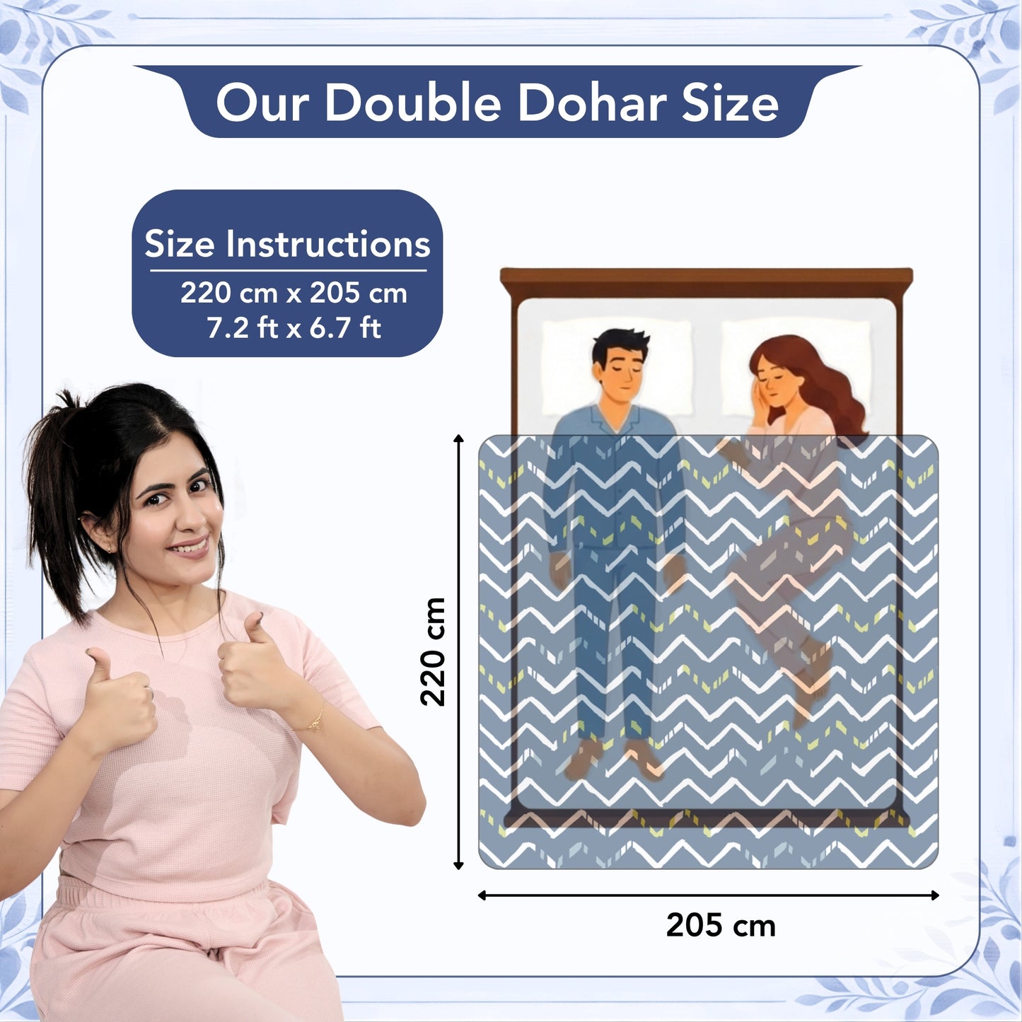 Dark Blue Abstract Print Soft Touch Microfiber Double Bed Dohar