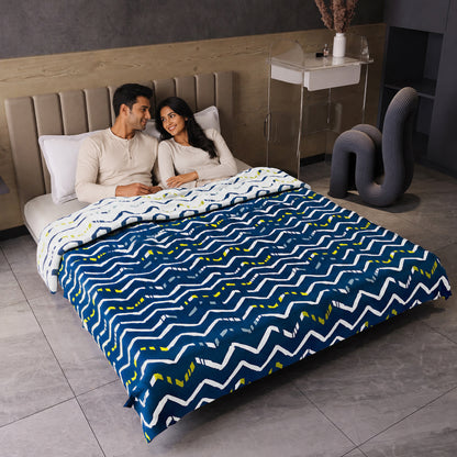 Dark Blue Abstract Print Soft Touch Microfiber Double Bed Dohar