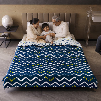 Dark Blue Abstract Print Soft Touch Microfiber Double Bed Dohar