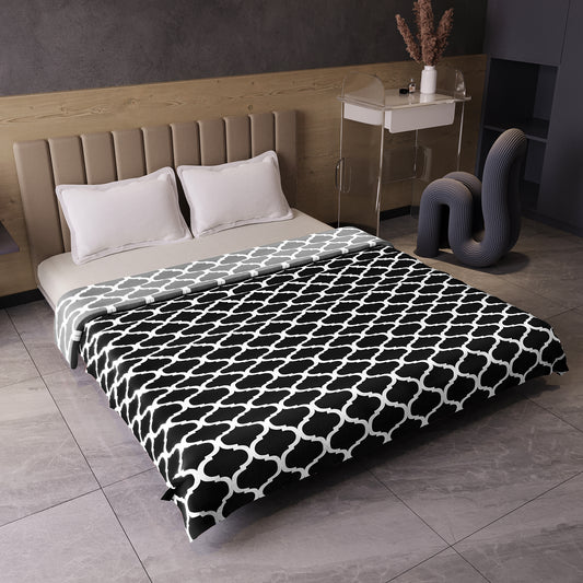 Black Abstract Print Super Soft Brushed Microfiber Double Bed AC Dohar