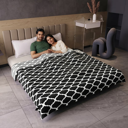 Black Abstract Print Super Soft Brushed Microfiber Double Bed AC Dohar