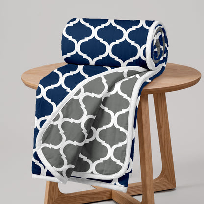 Dark Blue Abstract Print Super Soft Brushed Microfiber Double Bed AC Dohar