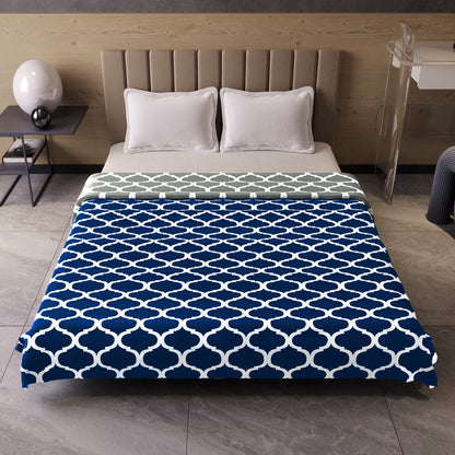 Dark Blue Abstract Print Super Soft Brushed Microfiber Double Bed AC Dohar