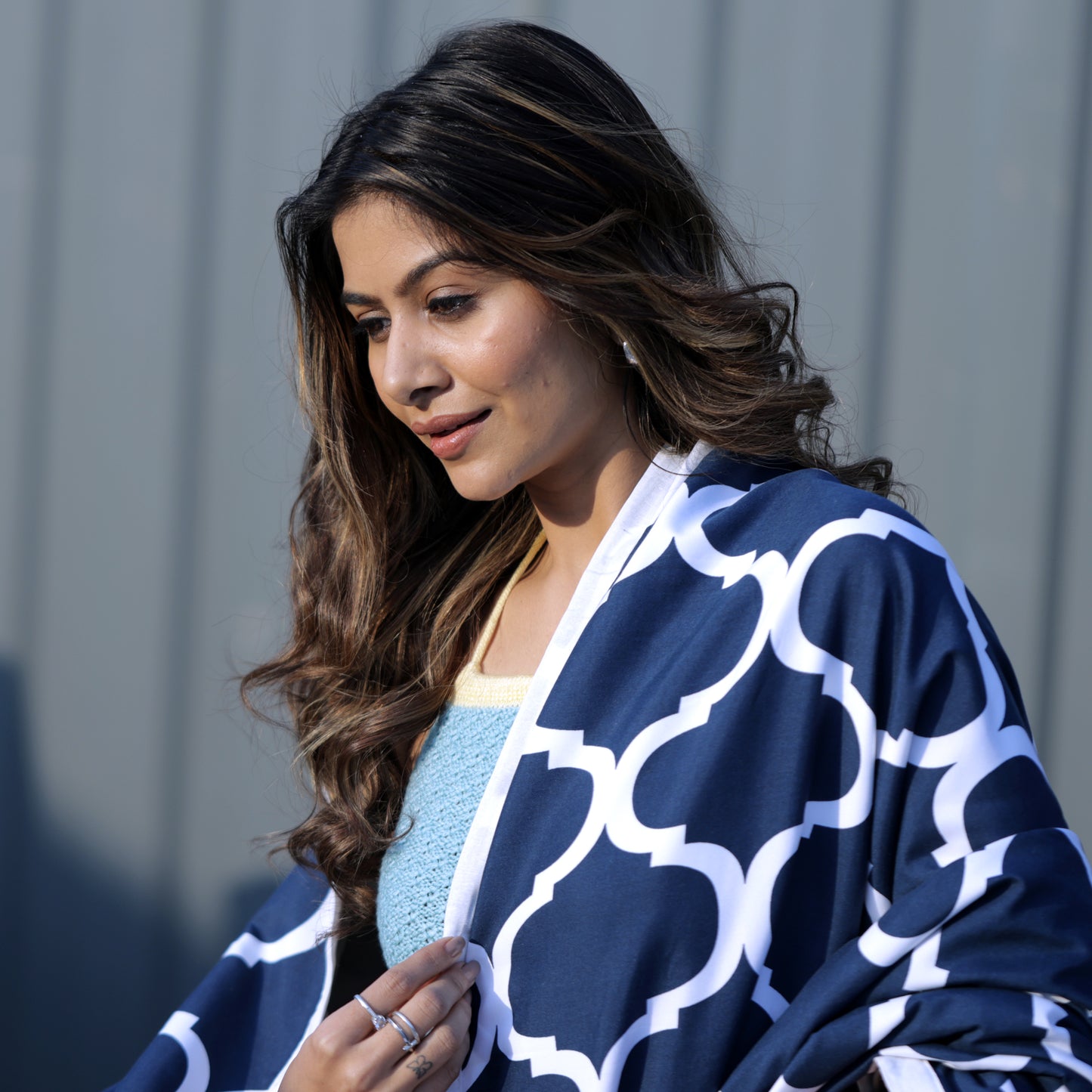 Dark Blue Abstract Print Super Soft Brushed Microfiber Double Bed AC Dohar