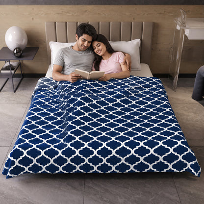 Dark Blue Abstract Print Super Soft Brushed Microfiber Double Bed AC Dohar