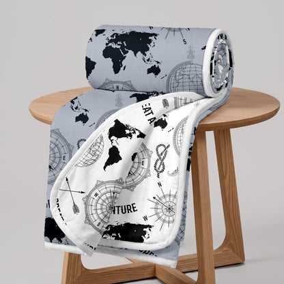 Grey Geography Print Eco Friendly Reversible All Season Dohar For Double Bed