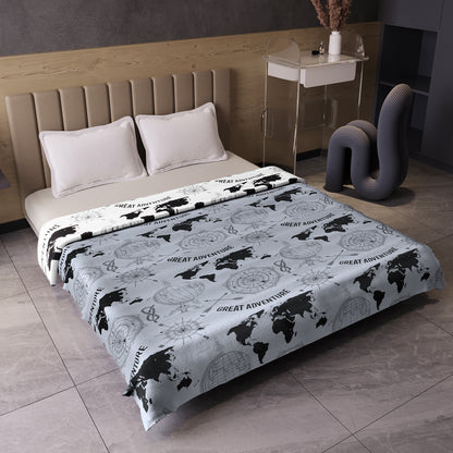 Grey Geography Print Eco Friendly Reversible All Season Dohar For Double Bed