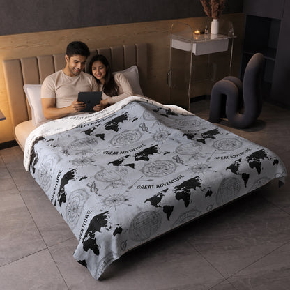 Grey Geography Print Eco Friendly Reversible All Season Dohar For Double Bed