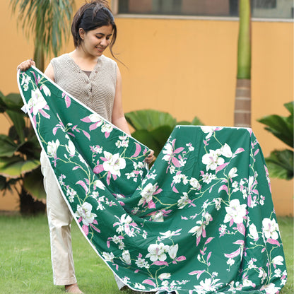 Floral Dark Blue Elegant Look and Feel Microfiber Dohar For Double Bed