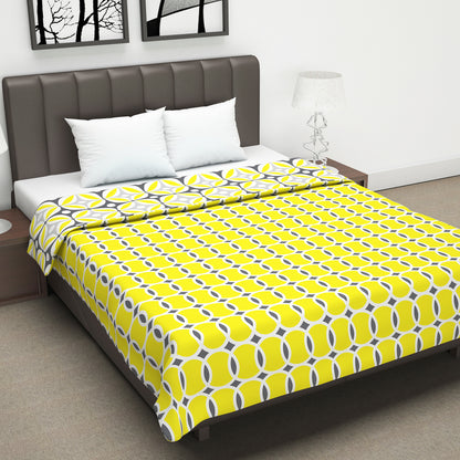 Yellow Abstract Print Cosy and Cool Microfiber Reversible Double Bed Dohar