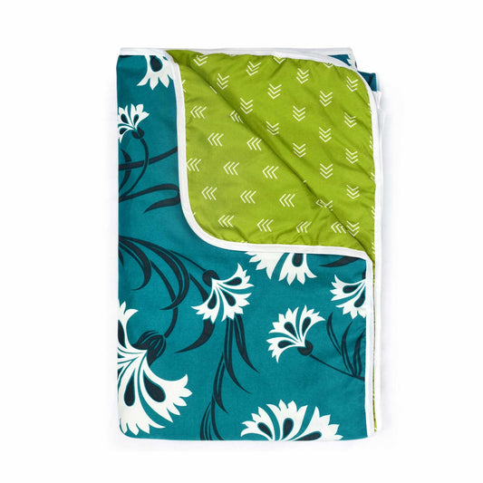 Big Flower Teal Microfiber All Season Dohar Perfect For any Double Bed