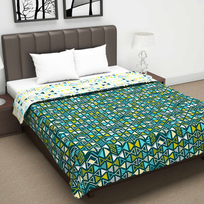 Green Geometric Classy Soft Microfiber Double Bed Dohar