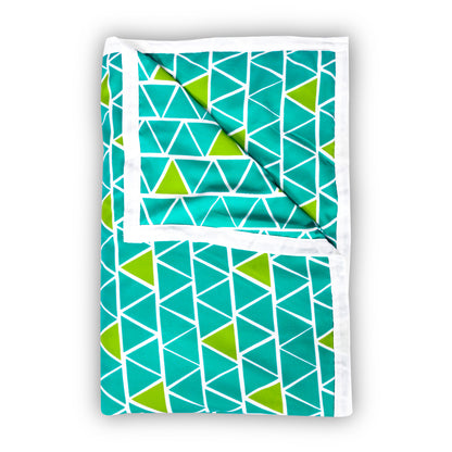 Teal & Yellow Geometric Double Bed Dohar - 120 GSM Microfiber