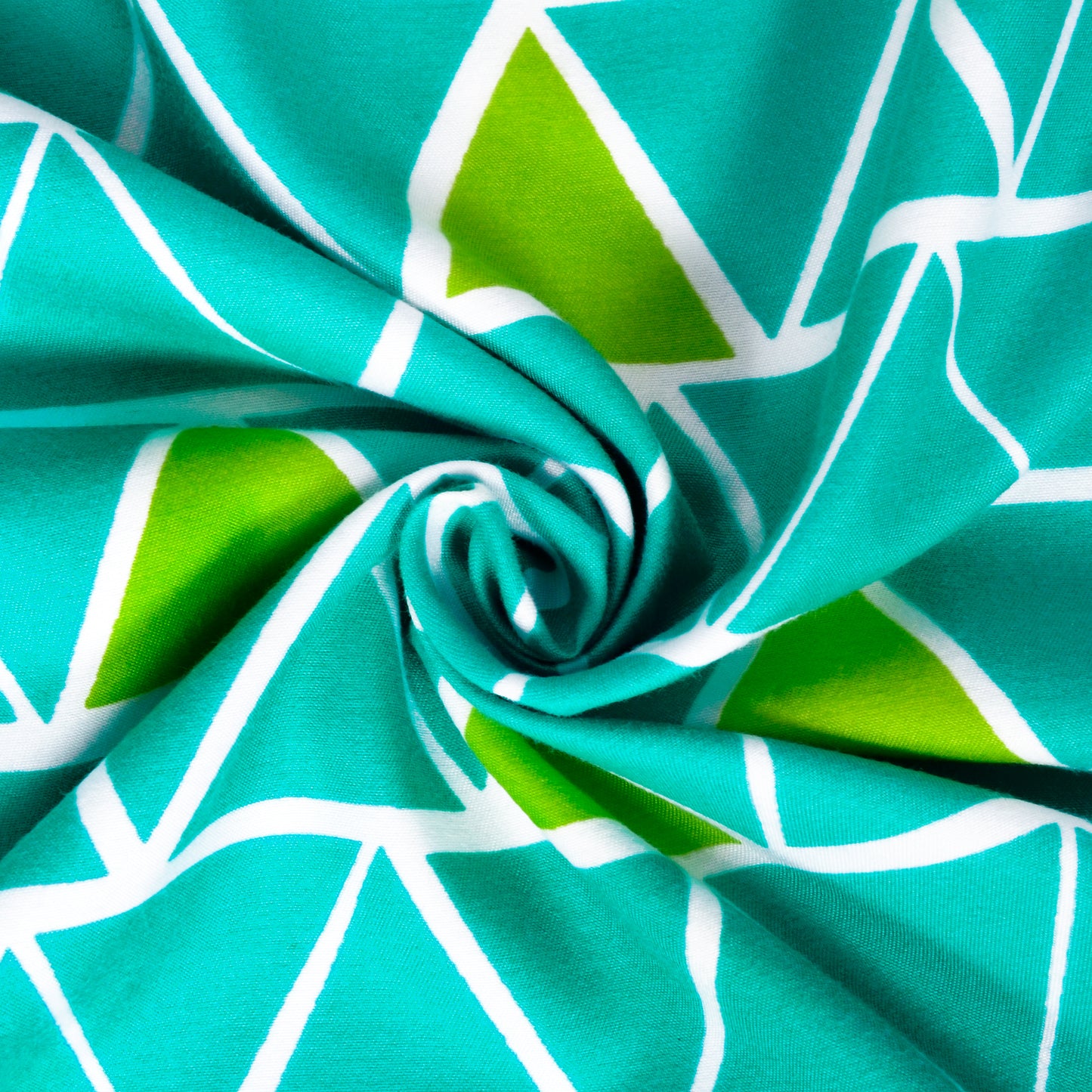 Teal & Yellow Geometric Double Bed Dohar - 120 GSM Microfiber