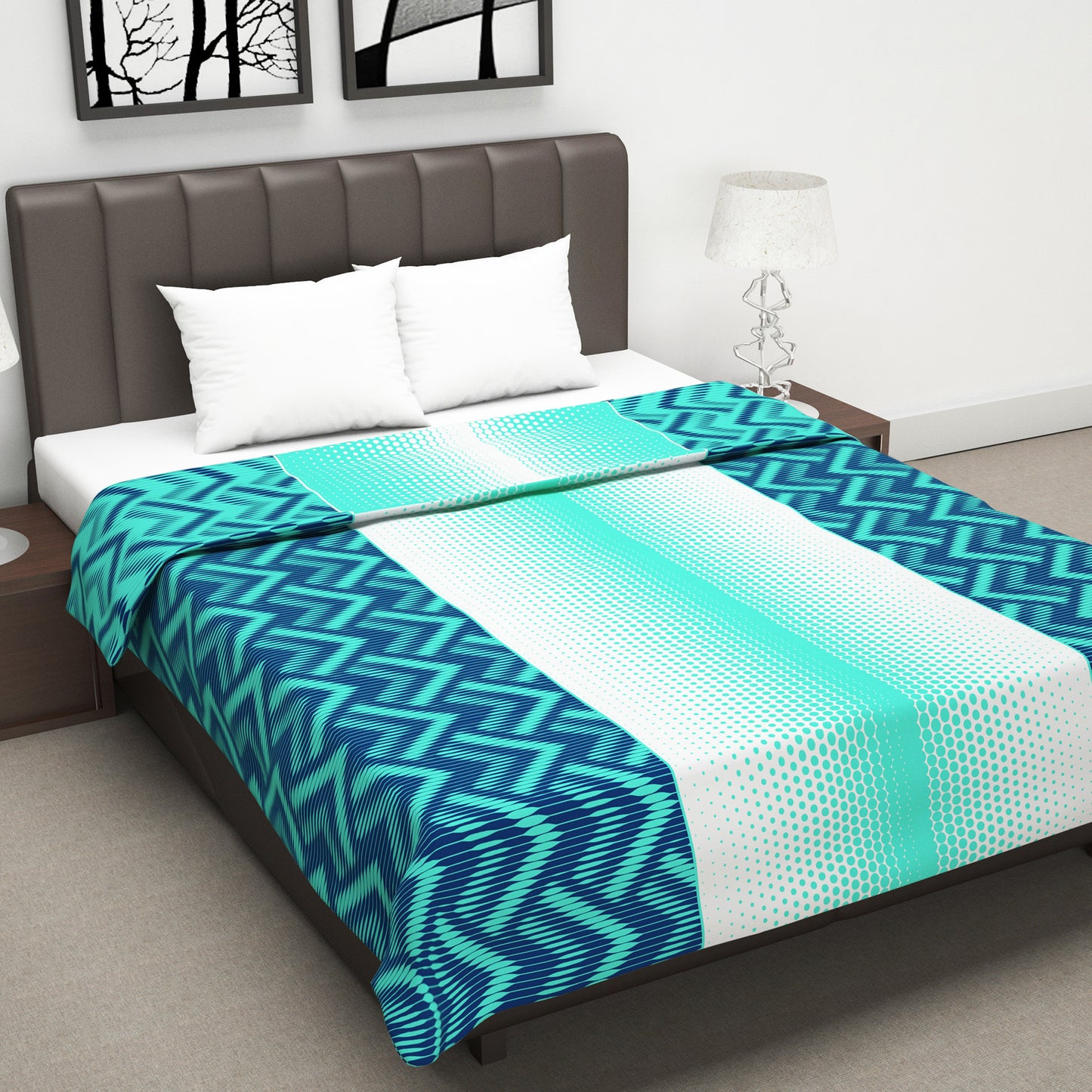 Blue Abstract Print Skin Friendly Microfiber Double Bed Dohar