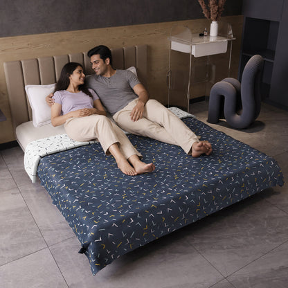 Element Print Dark Blue Elegant Look and Feel Microfiber Dohar For Double Bed