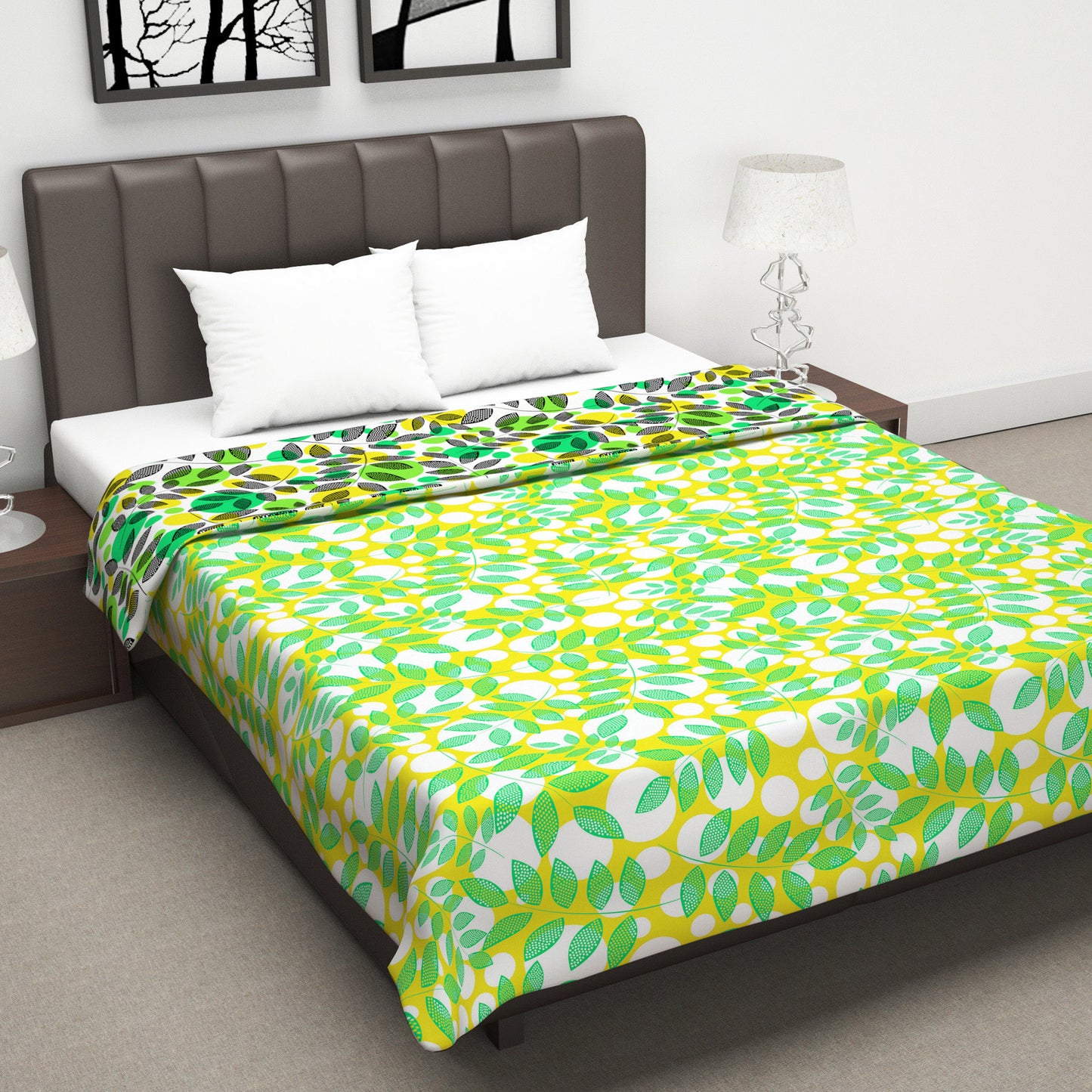 Floral Green Microfiber Super Comfortable Double Bed AC Dohar