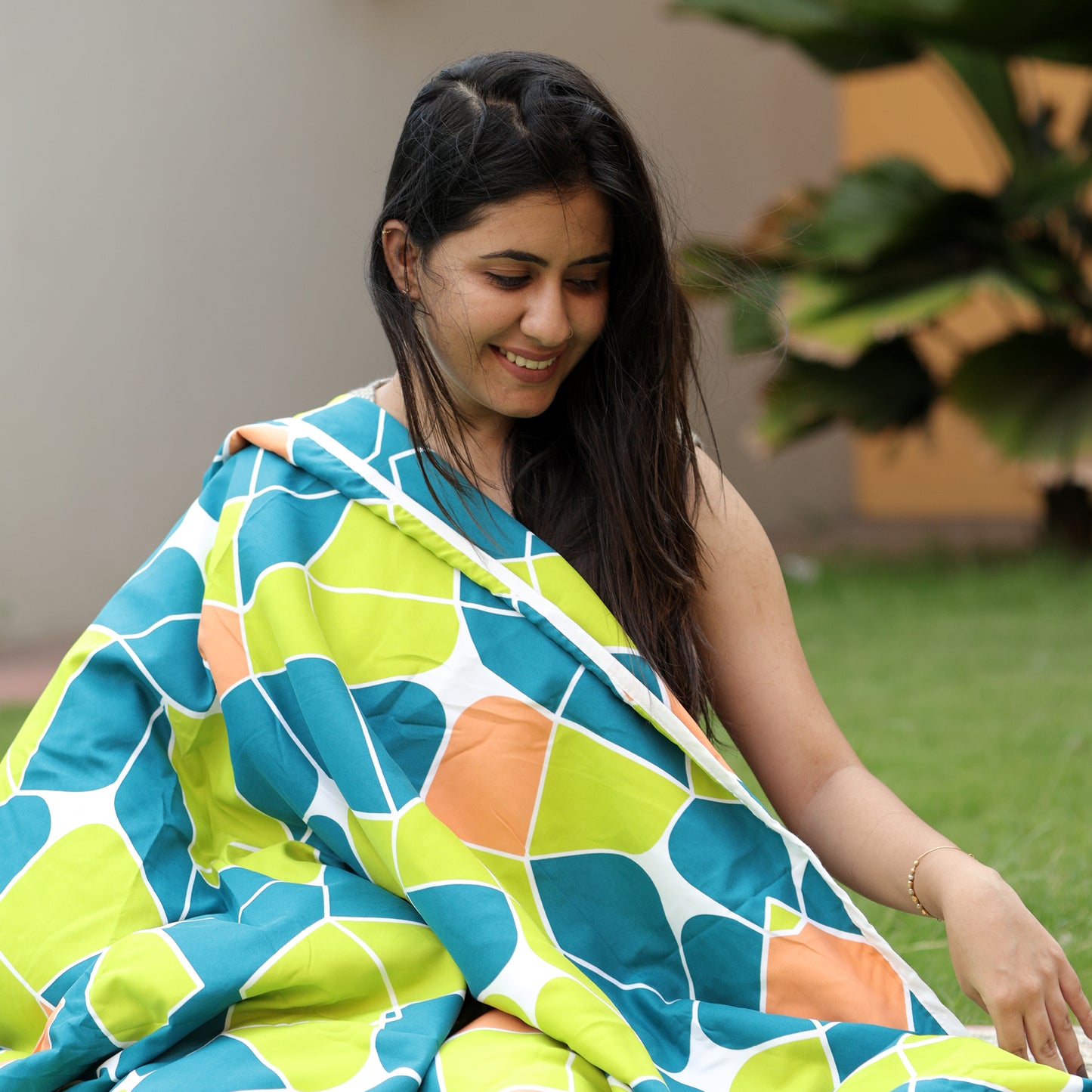 Abstract Print Light Green Microfiber Super Comfortable Double Bed AC Dohar