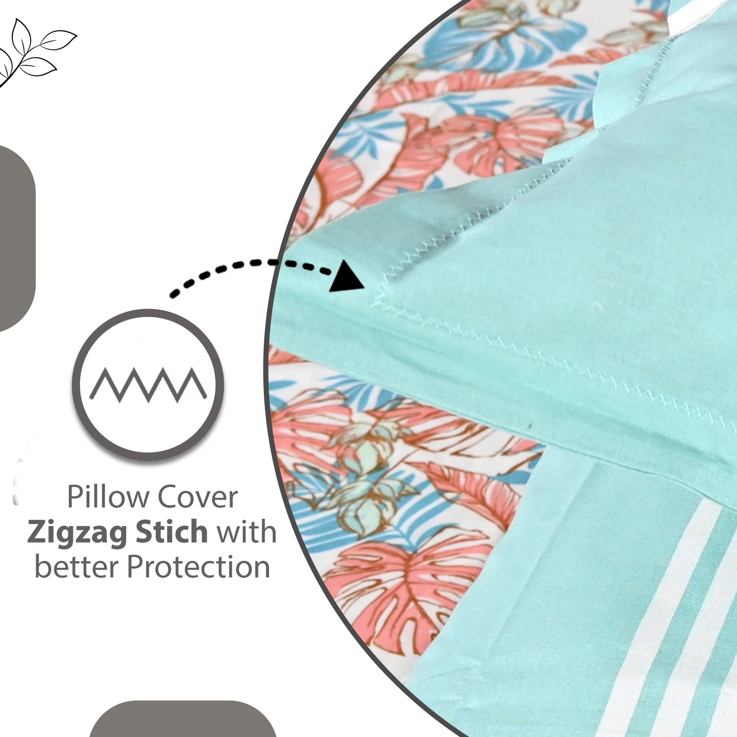 Peach & Teal Coral Breeze 144 TC Cotton Double Bedsheet With 2 Pillowcovers