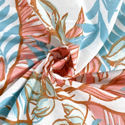 Peach & Teal Coral Breeze 144 TC Cotton Double Bedsheet With 2 Pillowcovers