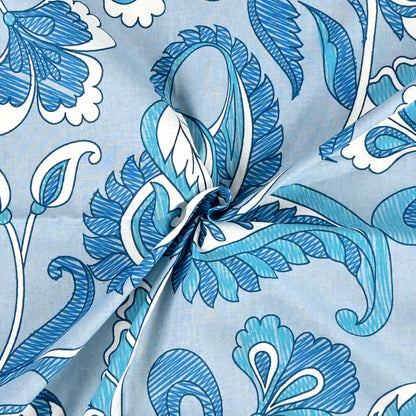 Blue Shades Regal Paisley 144 TC Cotton Double Bedsheet With 2 Pillowcovers
