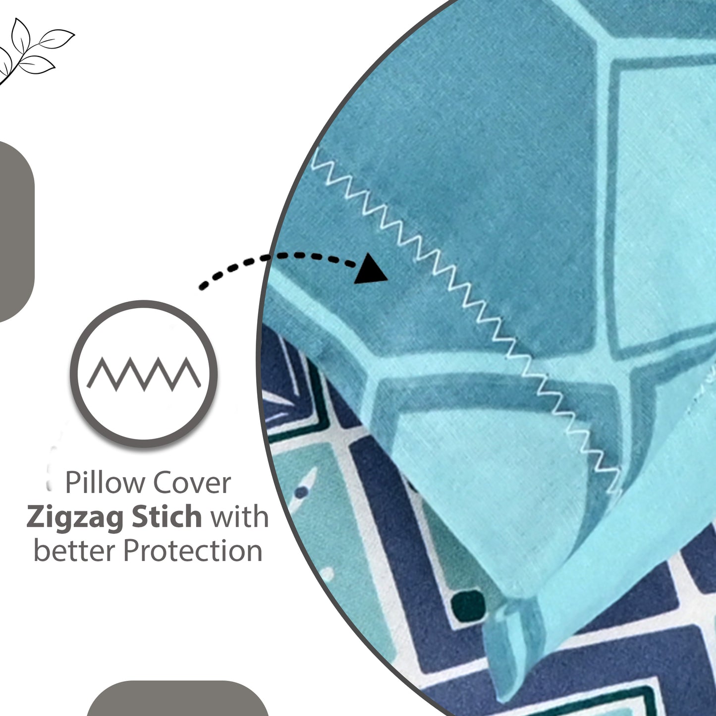 Navy & Aqua Nordic Hexa 144 TC Cotton Double Bedsheet With 2 Pillowcovers