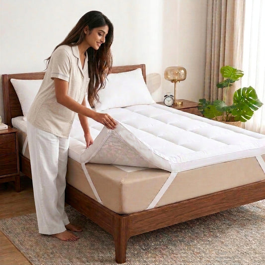 White 500 GSM Double Bed Mattress Topper – Topper Only