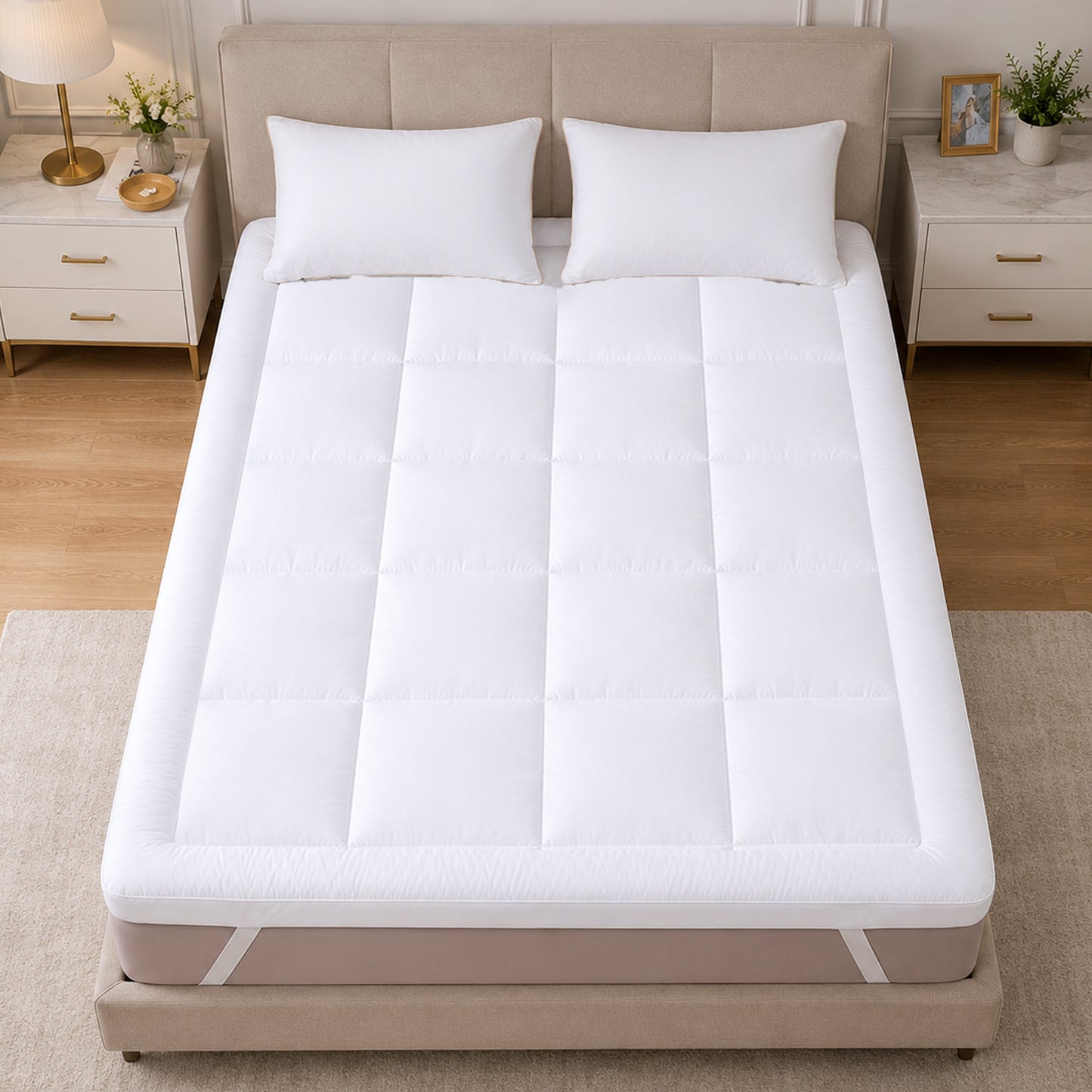 White 500 GSM Double Bed Mattress Topper