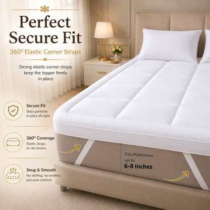 White 500 GSM Double Bed Mattress Topper