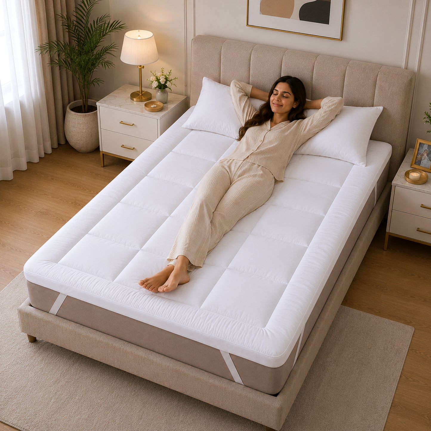 White 500 GSM King Size Bed Mattress Topper