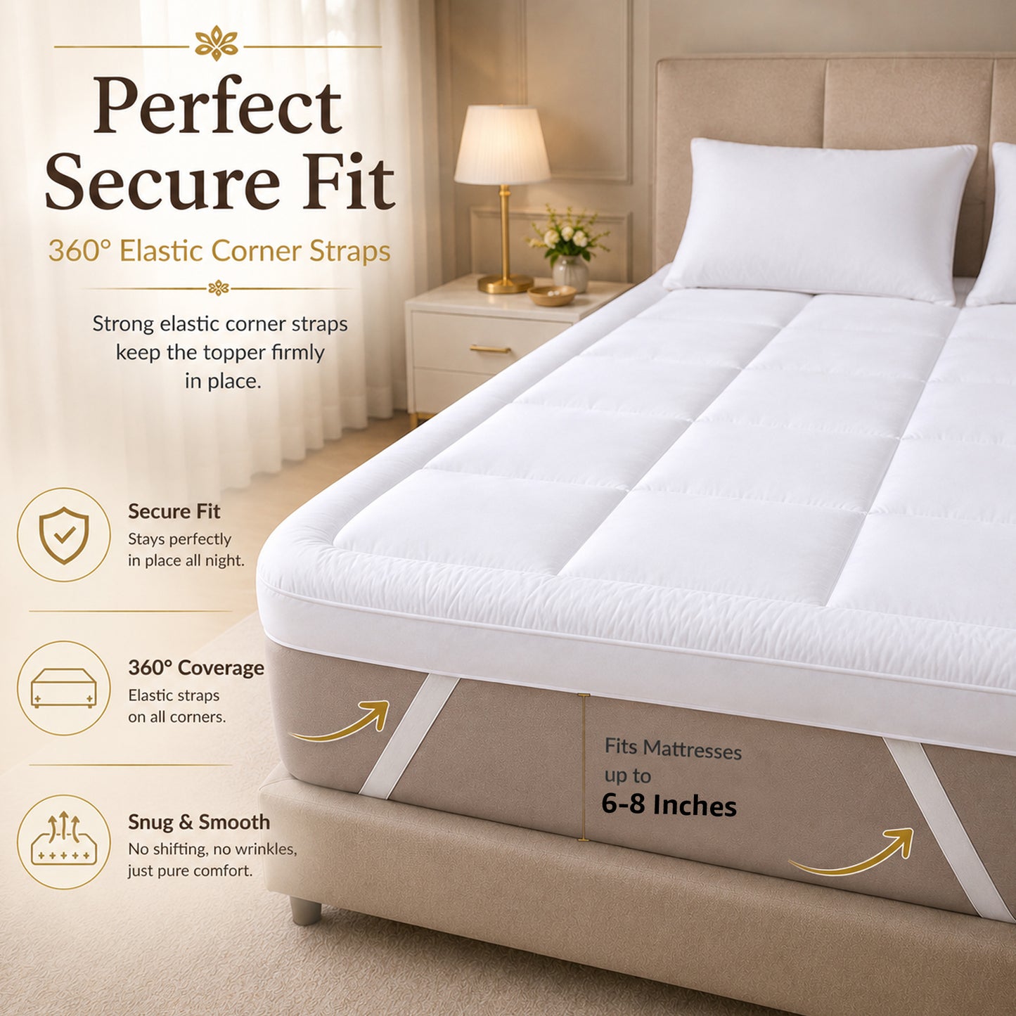 White 500 GSM King Size Bed Mattress Topper