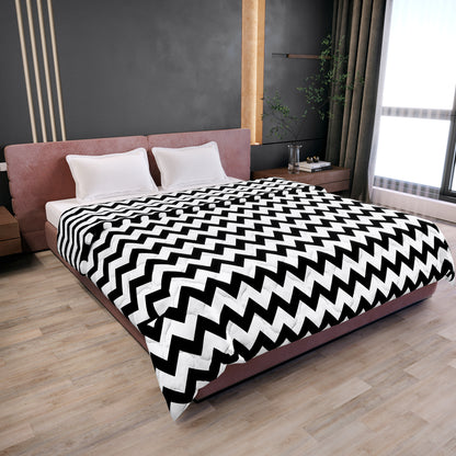 Black and White Chevron Double Bed AC Quilt Comforter