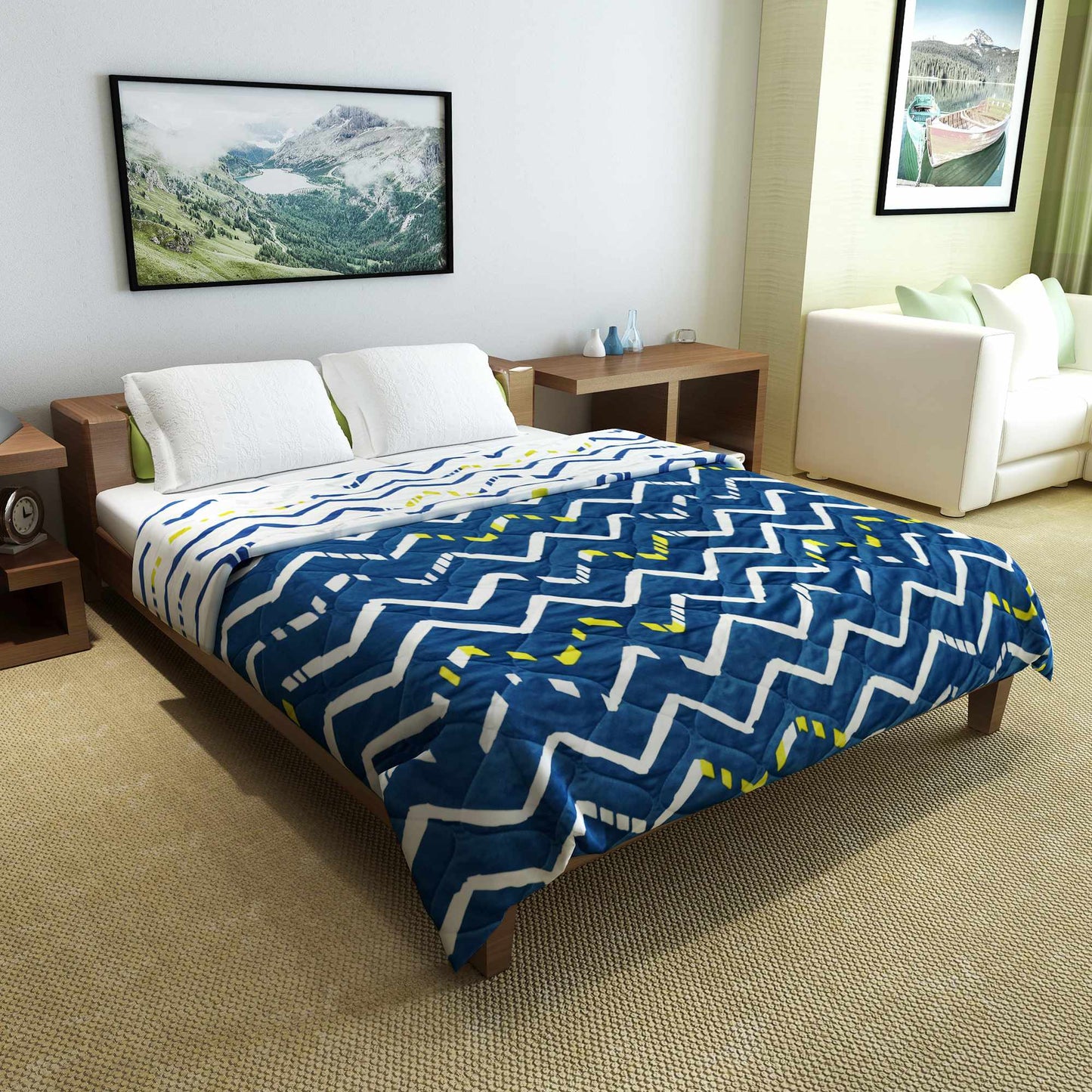 Blue Chevron Double Bed AC Quilt Comforter