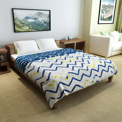 Blue Chevron Double Bed AC Quilt Comforter