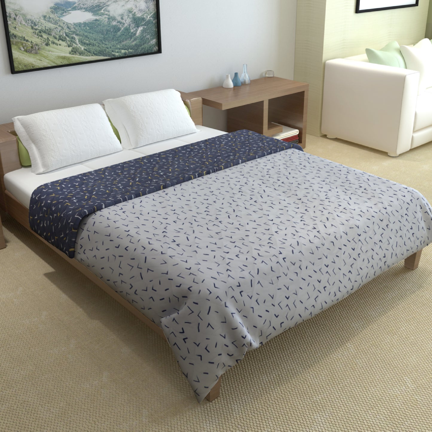 Blue And Gold Arrows Double Bed AC Quilt Comforter