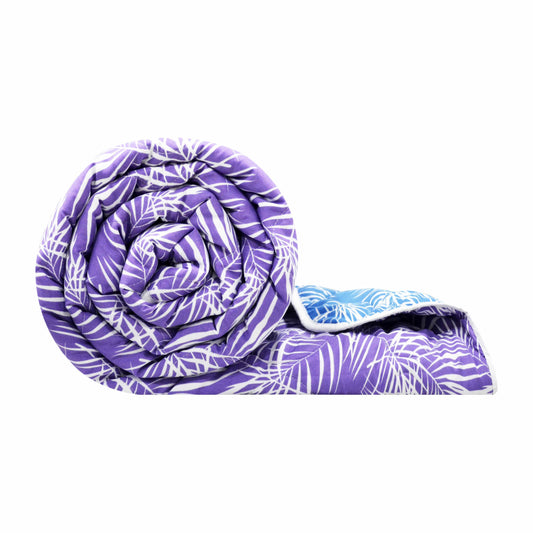 Blue And Purple Leaf Double Bed AC Quilt Comforter