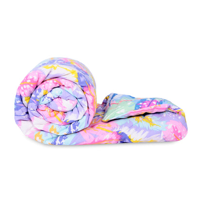 Multicolor Feather Print Double Bed AC Quilt Comforter