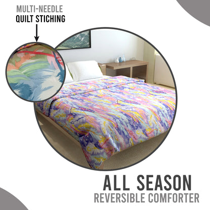 Multicolor Feather Print Double Bed AC Quilt Comforter