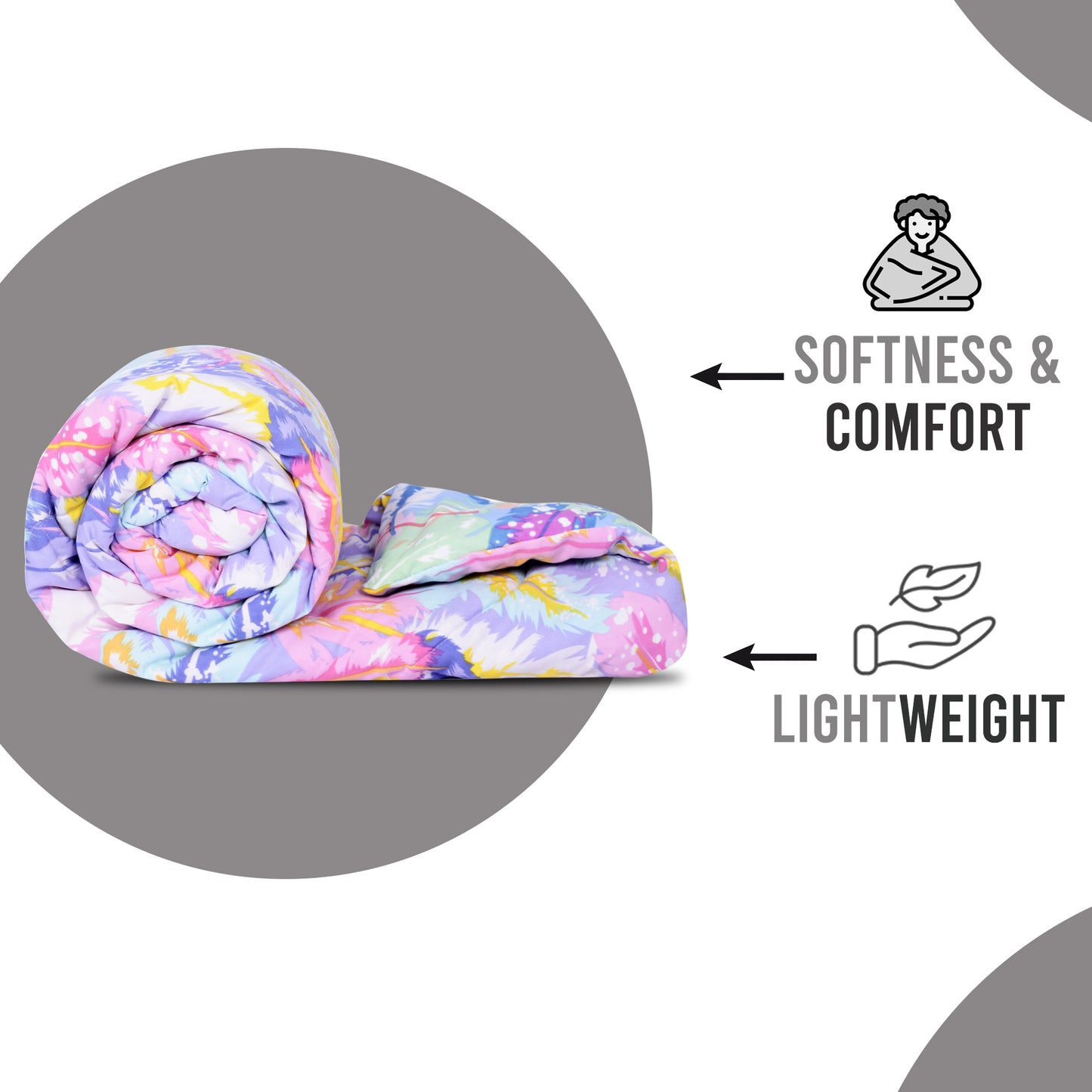 Multicolor Feather Print Double Bed AC Quilt Comforter