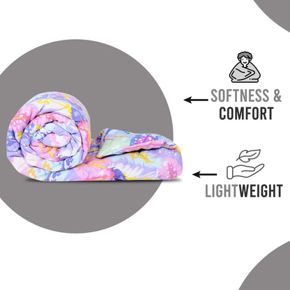 Multicolor Feather Print Double Bed AC Quilt Comforter