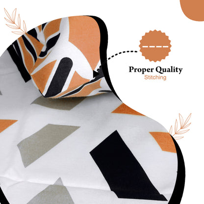 Peach & Black Abstract 144 TC Polycotton Double Bedsheet With 2 Pillowcovers