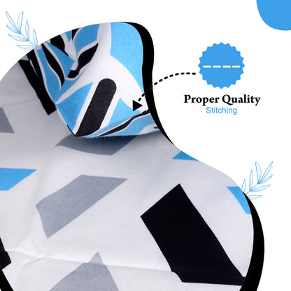 Grey & Blue Abstract 144 TC Polycotton King Bedsheet With 2 Pillowcovers