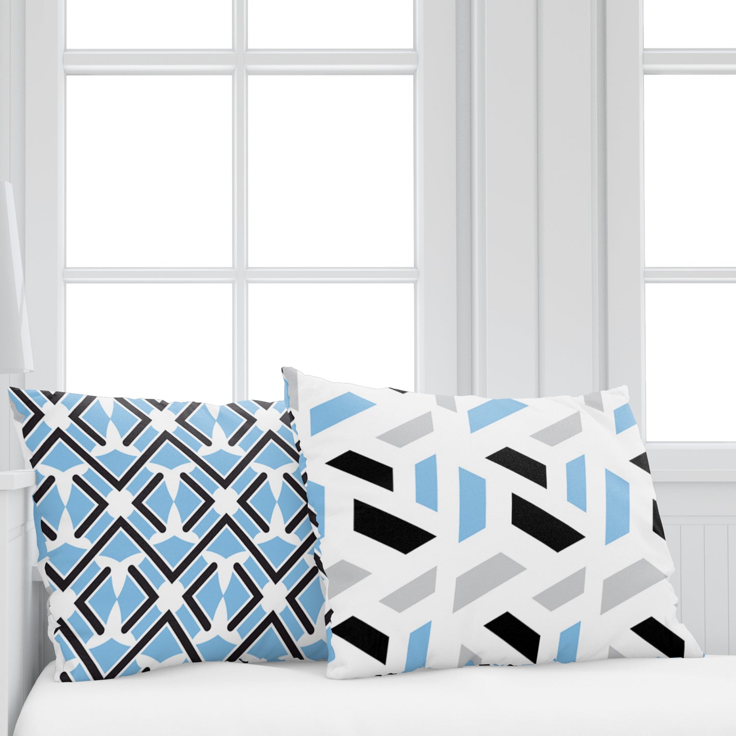 Grey & Blue Abstract 144 TC Polycotton Double Bedsheet With 2 Pillowcovers