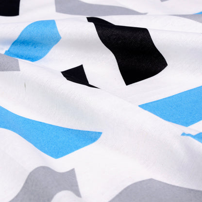 Grey & Blue Abstract 144 TC Polycotton King Bedsheet With 2 Pillowcovers