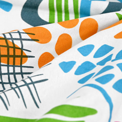 Teal & Mustard Abstract 144 TC Polycotton King Bedsheet With 2 Pillowcovers