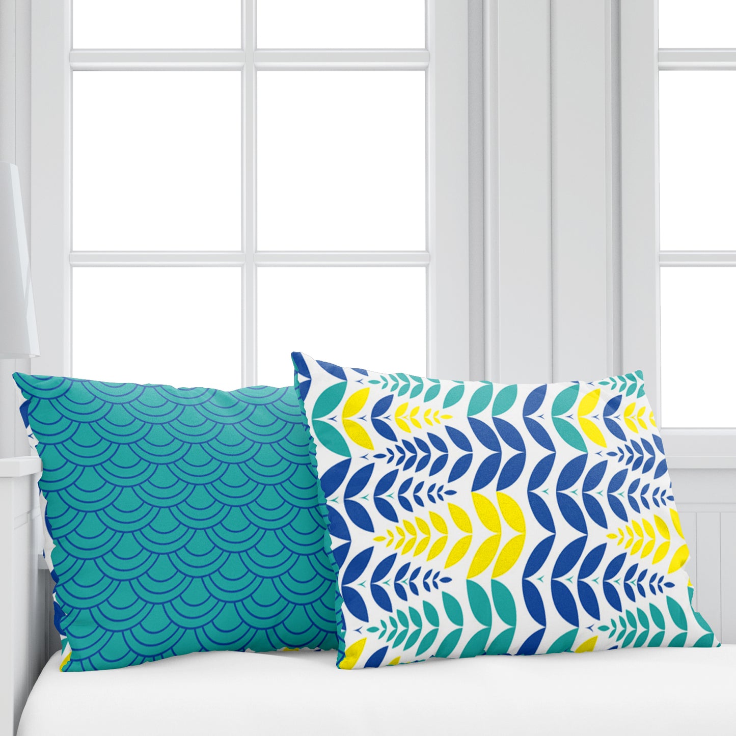 Blue & Yellow Floral 144 TC Polycotton King Bedsheet With 2 Pillowcovers