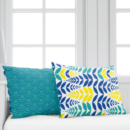 Blue & Yellow Floral 144 TC Polycotton King Bedsheet With 2 Pillowcovers