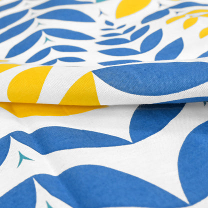 Blue & Yellow Floral 144 TC Polycotton King Bedsheet With 2 Pillowcovers