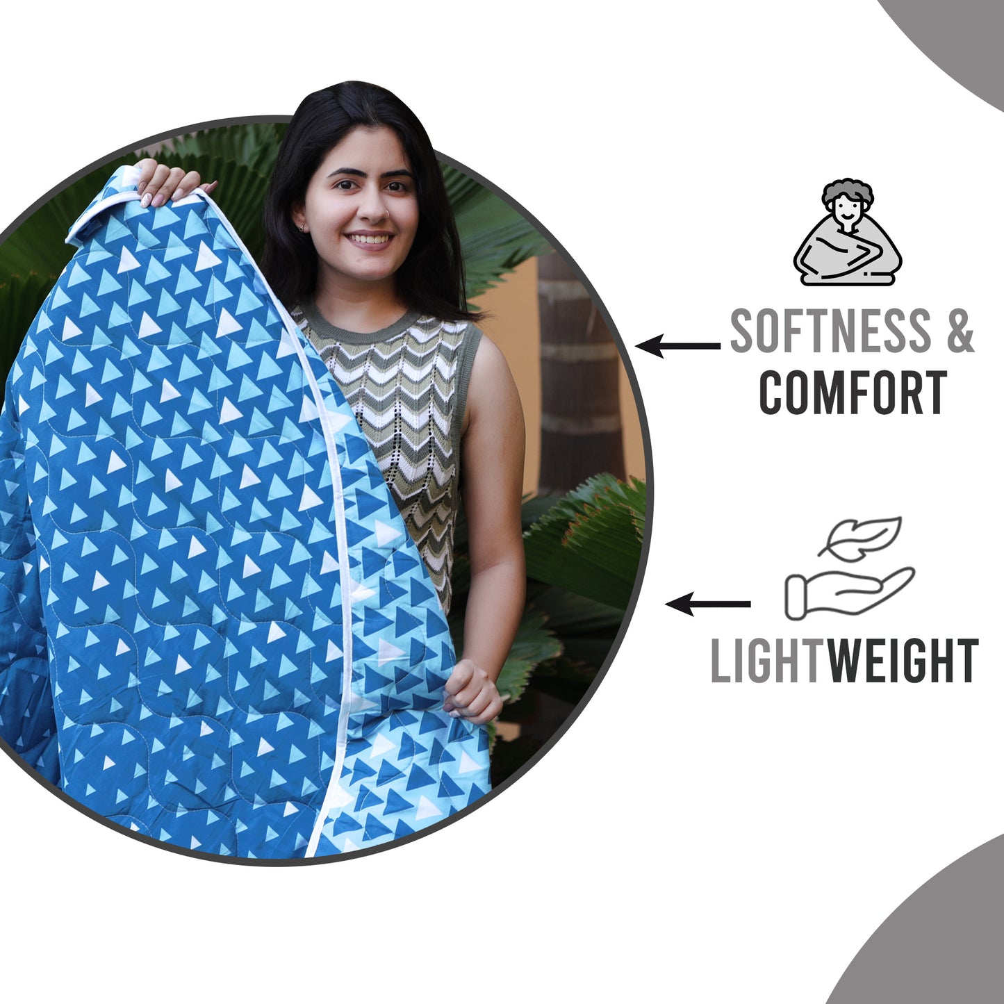 Blue Shade Geometric Single Bed Comforter – 120 GSM Microfiber